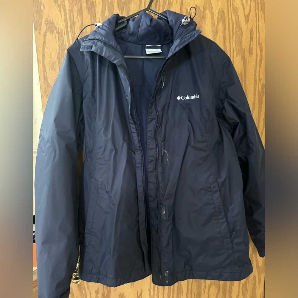 Navy blue large Columbia rain jacket